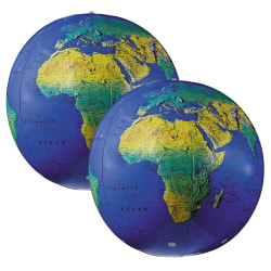 Replogle® Inflatable Topographical Globes, 12", Pack Of 2 Globes