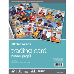 Office Depot® Brand Trading Card Binder Pages, 8-1/2" x 11", Clear, Pack Of 10