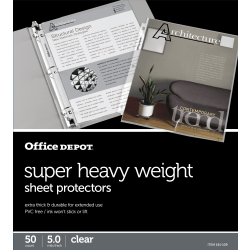 Office Depot® Brand Super Heavyweight Sheet Protectors, 8-1/2" x 11", Clear, Pack Of 50