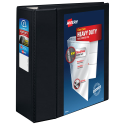 Avery® Heavy-Duty View 3 Ring Binder, 5" One Touch EZD® Rings, Black, 1 Binder