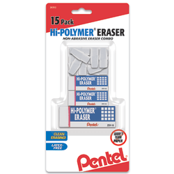 Pentel® Hi-Polymer® Eraser Combo Pack, White, Pack Of 15