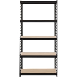 Lorell Iron Horse 2300 lb Capacity Riveted Shelving - 5 Shelf(ves) - 72" Height x 36" Width x 18" Depth - 30% Recycled - Black - Steel, Particleboard - 1 Each