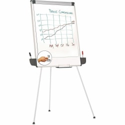 Universal Tripod-Style Dry Erase Easel, Easel: 44" to 78" , Board: 29"x41" , White/Silver - 29" (2.4 ft)x 41" (3.4 ft) - 43031