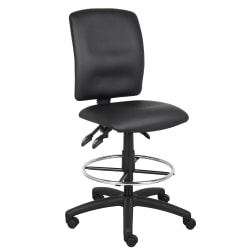 Boss Office Products LeatherPlus™ Bonded Leather Drafting Stool, Black/Chrome
