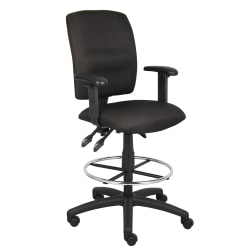 Boss Office Products Fabric Drafting Stool, Black/Chrome