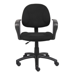 Boss Office Products Perfect Posture Ergonomic Fabric Mid-Back Deluxe Office Task Chair With Loop Arms, Black