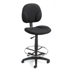 Boss Office Products Stand-Up Fabric Drafting Chair With Back, Black
