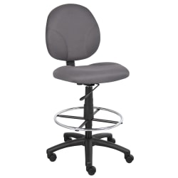 Boss Office Products Stand-Up Fabric Drafting Chair With Back, Gray/Black