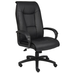 Boss Office Products Ergonomic Vinyl High-Back Chair, Black