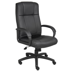 Boss Office Products Ergonomic Caressoftplus Vinyl High-Back Executive Office Chair, Black