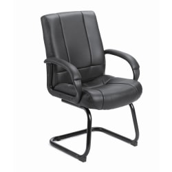 Boss Office Products Caressoftplus Vinyl Mid-Back Guest Chair, Black