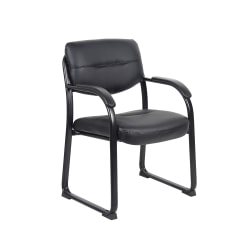 Boss Office Products Bonded Leather Contoured Guest Chair, Black