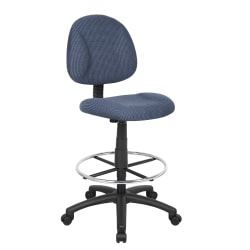 Boss Office Products Drafting Stool, No Arms, Blue/Chrome, B1615-BE