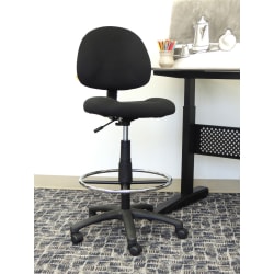 Boss Office Products Ergonomic Works Adjustable Drafting Chair Without Arms, Black/Chrome