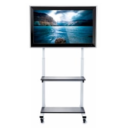 Luxor CLCD Crank Adjustable Flat-Panel TV Cart, 66"H x 30?W x 29 1/2?D, Light Gray/Black