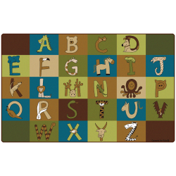 Carpets for Kids® Premium Collection A to Z Animals Nature Colors Activity Rug, 7'6" x 12', Brown