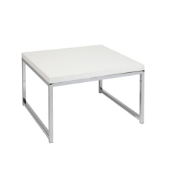 Ave Six Wall Street Table, Accent/Corner, Square, White/Chrome