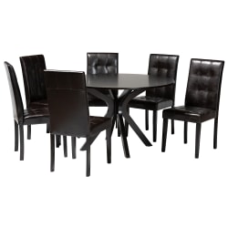 Baxton Studio Marie Dining Set, 29-15/16"H x 47-1/4"W x 47-1/4"D, Dark Brown/Espresso