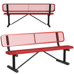 Leisure Craft Outdoor Bench With Back, 32-5/8"H x 72"W x 23-3/4"D, Black/Red