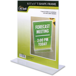 NuDell Acrylic Standing Sign Holder, 8 1/2" x 11", Clear