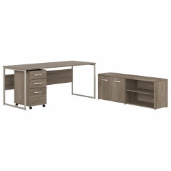 Bush® Business Furniture Hybrid 72" Computer Table Desk With Storage And Mobile File Cabinet, Modern Hickory, Standard Delivery