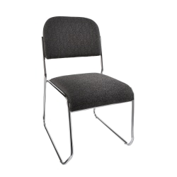 Realspace® Sled-Base Padded Fabric Seat, Fabric Back Stacking Chair 22" Seat Width, Black Seat/Chrome Frame, Quantity: 1