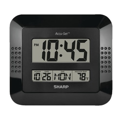 Sharp Digital Auto Time Set Wall Clock, 8" x 7", Black