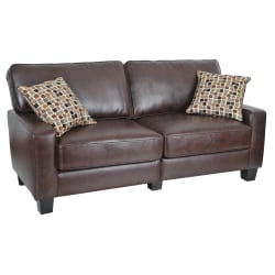 Serta® RTA Monaco Bonded Leather Sofa, 72"W, Brown