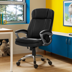 Serta® Big And Tall Ergonomic Bonded Leather High-Back Office Chair, Black/Silver