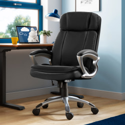Serta® Big And Tall Ergonomic Bonded Leather High-Back Office Chair, Black/Silver