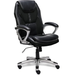 Serta® Puresoft™ Ergonomic Bonded Leather/Mesh High-Back Chair, Black/Silver