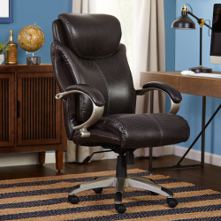 Serta® AIR™ Health & Wellness Big & Tall Bonded Leather High-Back Chair, Roasted Chestnut/Silver