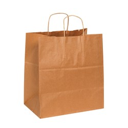Partners Brand Paper Shopping Bags, 15 1/2"H x 14"W x 10"D, Kraft, Case Of 200