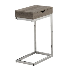 Monarch Specialties Accent Table With Side Drawer, Dark Taupe/Chrome