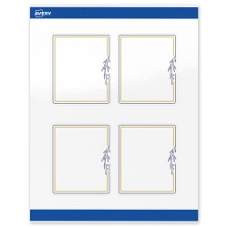 Avery® Print-To-The-Edge Labels With Sure Feed® Technology, S00-DNF-PRWGP10, Rectangle, 4" x 3-1/3", Glossy White, Preprinted Gold & Navy Border with Florals Design, Pack Of 40
