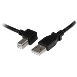 StarTech.com 1m USB 2.0 A to Left Angle B Cable - M/M - 3.28 ft USB Data Transfer Cable for Printer, Scanner, Hard Drive - First End: 1 x 4-pin USB 2.0 Type A - Male - Second End: 1 x 4-pin USB 2.0 Type B - Male - Nickel Plated Connector - Black