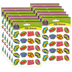 Teacher Created Resources® Stickers, Positive Words, 120 Stickers Per Pack, Set Of 12 Packs