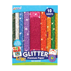 Artskills® Glitter Premium Paper, 9" x 12", Assorted, Pack Of 10