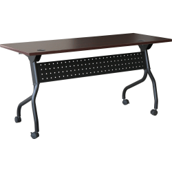 Lorell® Flip Top Training Table, 60"W, Mahogany/Black