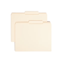 Smead® Guide 2/5-Cut File Folders, Letter Size (8 1/2" x 11"), Manila, Box Of 100