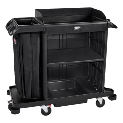 Rubbermaid Commercial Products Housekeeping Cart, 19-1/8"H x 53-1/8"W x 23"D, Black, Total Qty 1