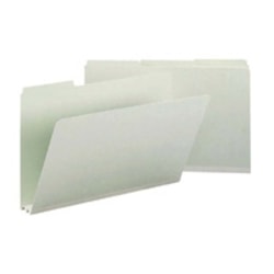 Smead 1/3 Cut Pressboard Top Tab Folders, 1/3 Cut, 14 3/4" x 9 1/2", Gray/Green, Pack Of 25