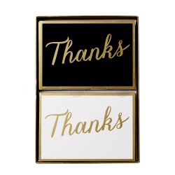 Sincerely A Collection by C.R. Gibson® Double-Pack Note Cards With Envelopes, 4 7/8" x 3 1/2", B/W Thanks, Box Of 16