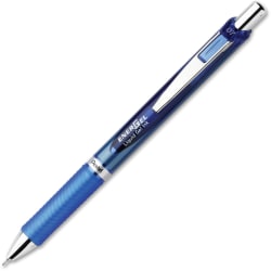 Pentel® EnerGel® RTX Liquid Gel Pen, Medium Point, 0.7 mm, Blue, Silver Barrel, Blue Ink