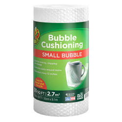 Duck® Brand Small Bubble Cushioning Wrap, 12" x 30', Clear, Total Qty 1