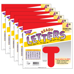 TREND Ready Letters®, 4", Casual Uppercase, Red, Set Of 6 Packs