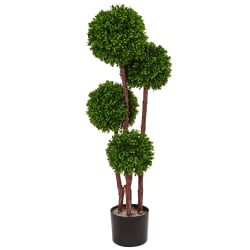 Nearly Natural Boxwood Topiary 36"H Artificial UV Resistant Indoor/Outdoor Tree With Pot, 36"H x 13"W x 13"D, Green