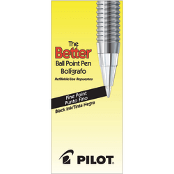 Pilot® Better™ Ballpoint Pens, Fine Point, 0.7 mm, Black Barrel, Black Ink, Pack Of 12