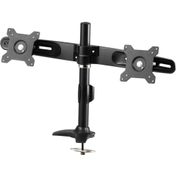 Amer Mounts Grommet Based Dual Monitor Mount for two 15"-24" LCD/LED Flat Panel Screens - Supports up to 26.5lb monitors, +/- 20 degree tilt, and VESA 75/100