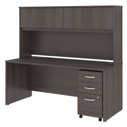 Bush Business Furniture Studio C Office Desk with Hutch and Mobile File Cabinet, 72"W x 30"D, Storm Gray, Standard Delivery